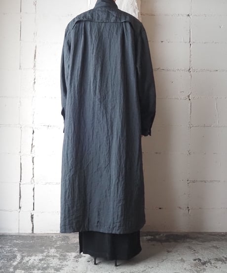 Nylon Double Breasted Belted Coat BK