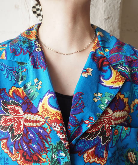 Botanical Pattern Open Collar Shirt BL