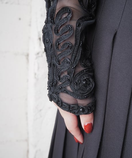 Tape Embroidery Sheer Shirt BK