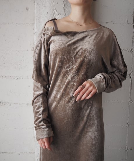 MM6 Velour Crew Neck Dress LBR