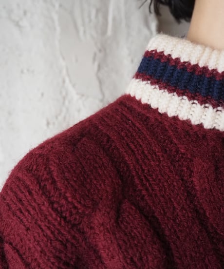 HERMES Multi Color Cable  Knit Sweater BUR
