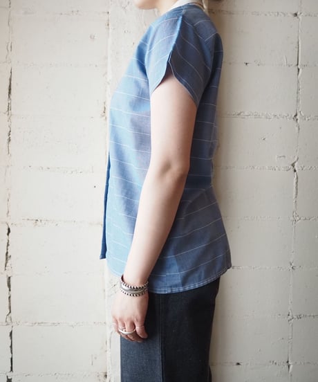Open Collar StripeShirt BLWH