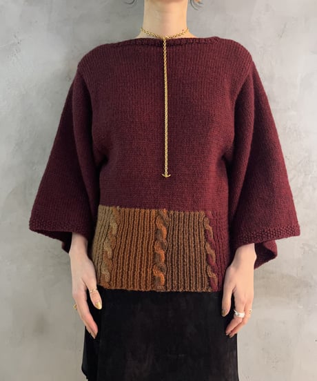 Hem Color Pattern Volume Sleeve Knit BURBR