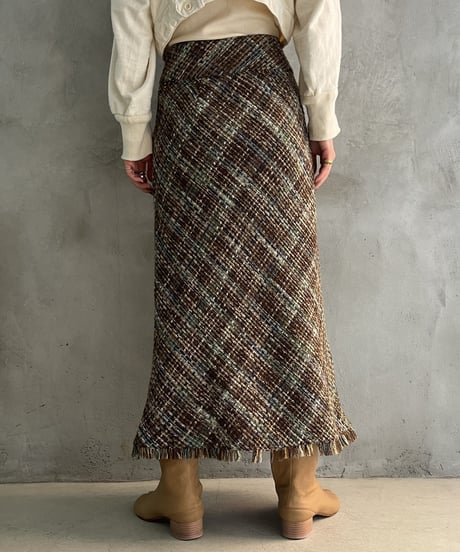 Tweed Aline Fringe Skirt BRBL