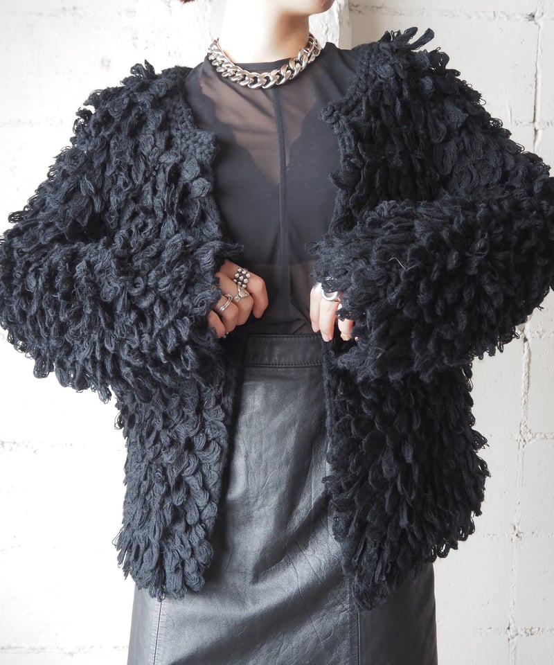 Shaggy loop cheap knit cardigan