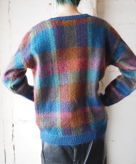 Check Pattern Mohair Knit BLBR