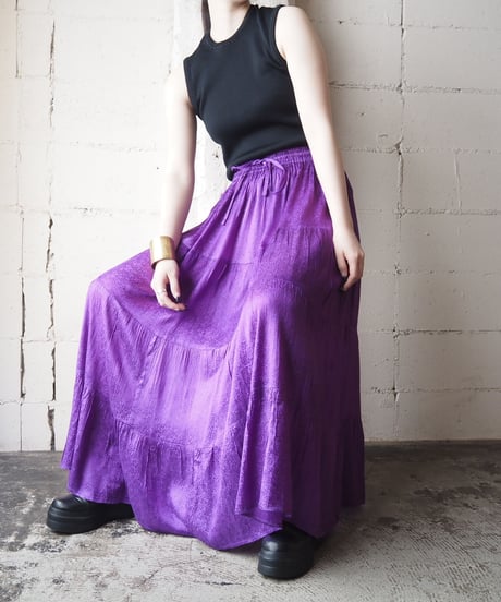 Shadow Paisley Tiered Skirt PUR