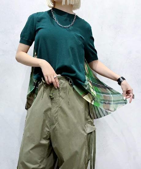 sacai Back Sheer Pleats S/S Knit GN