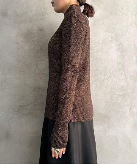 Calvin Klein Glitter Mock Neck Rib Knit BR