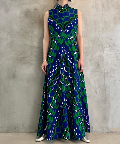 Psychedelic Pattern No Sleeve Dress BLGN