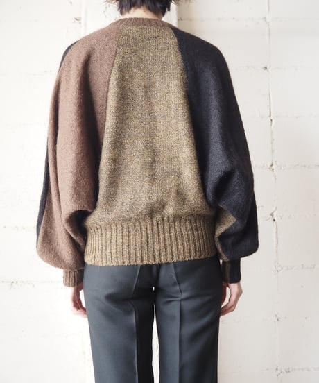 Tricolor Dolman Sleeve Mohair Cardigan BRBKKA