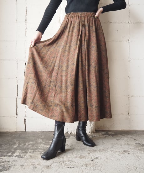 Paisley Pattern Tuck Easy Skirt BR