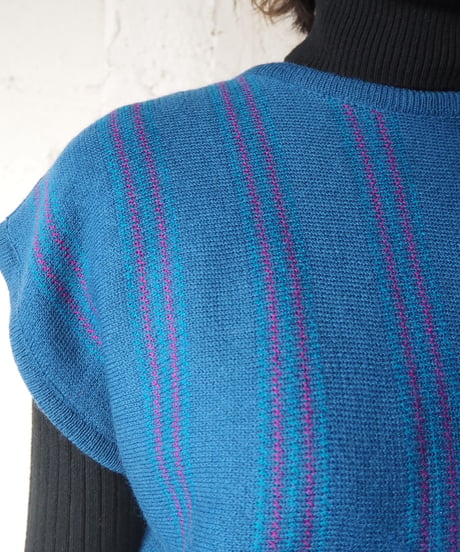PENDLETON Check×Stripe Knit Vest BL