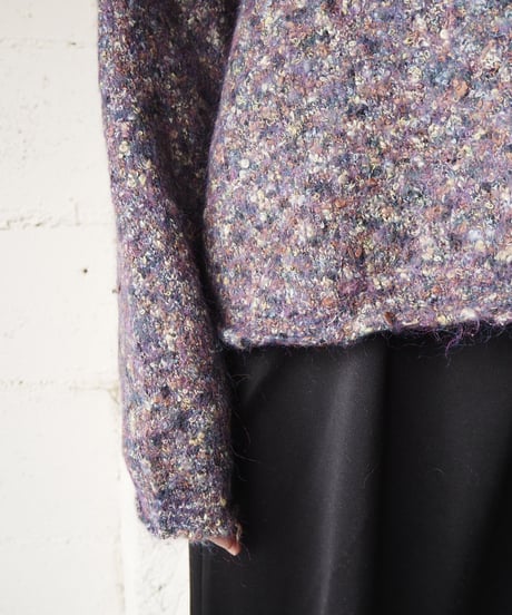 Mix Nep Yarn Rolled Neck Knit PUR