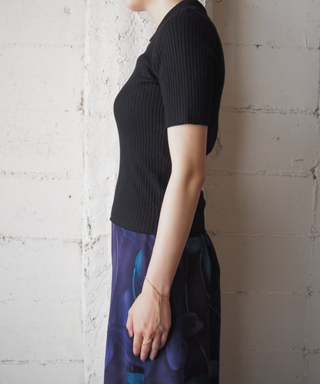 Rib Polo Knit BK