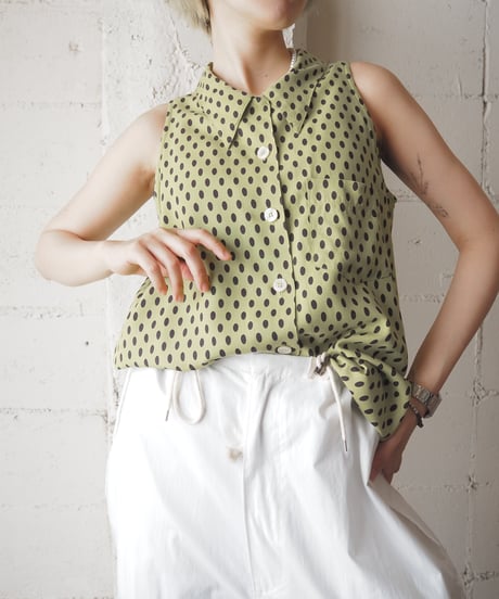 ESPRIT Sleeveless Dot Shirt YE BK