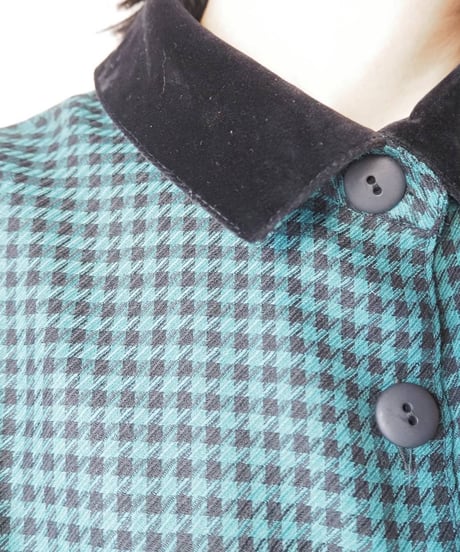 Velour Collar Check Blouse GNBK