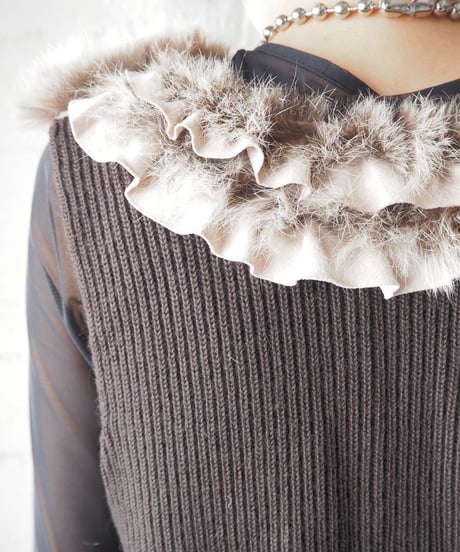 Fur × Knit Design Vest BEBR