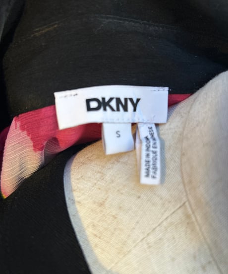 DKNY Sheer Watercolor Print L/S Blouse PI BK