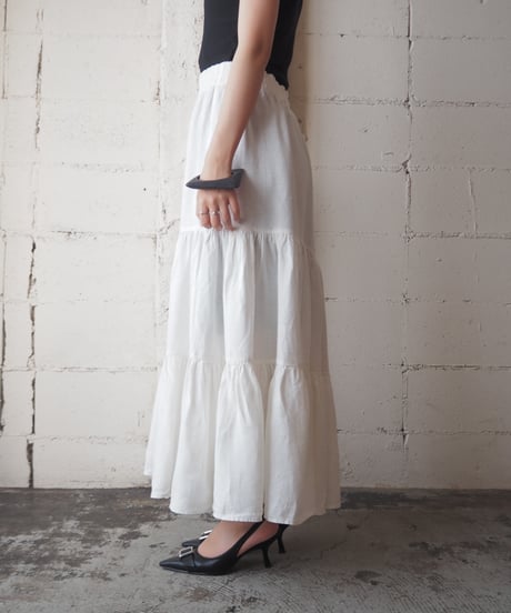 Tiered Easy Linen Skirt WH