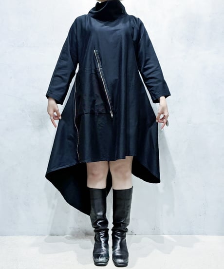 Zip Design High Neck Dress BK
