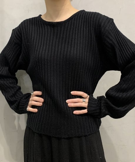 Crew Neck Rib Knit BK