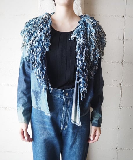 Denim Volume Fringe Jacket BL