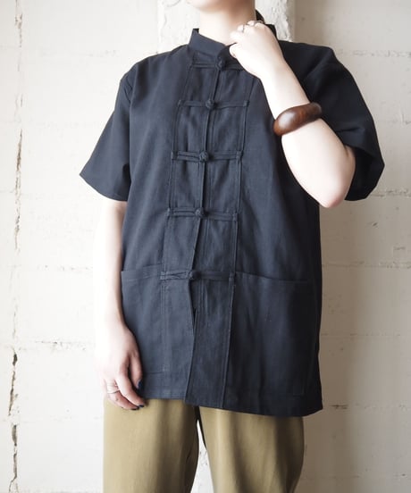 Short Sleeve China Shirt Jacket BK