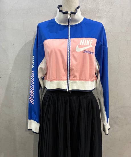 NIKE Tricolor Stand Collar Cropped Jacket BLPIWH