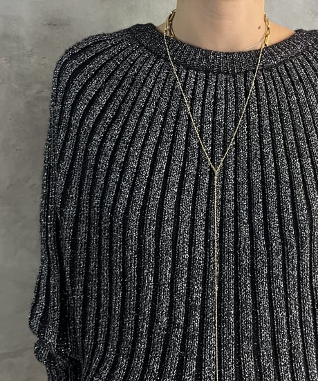 Lame Dolman Sleeve Rib Knit SIBK