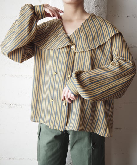 Double Button  Big Collar Blouse YEBL