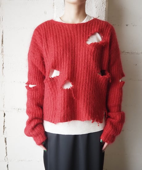 Mohair Damage Short Knit RE