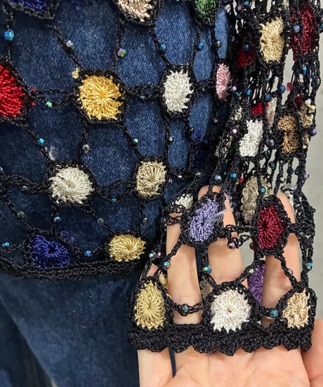 Colorful Crochet Beads Cardigan　BK