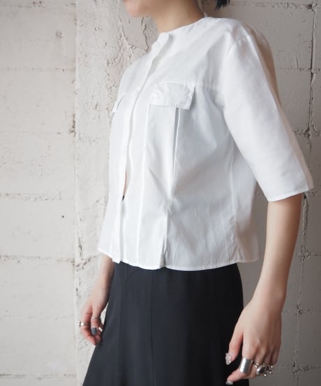 1960~70's Tuck Collarless Shirt WH