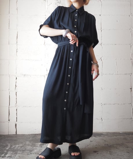 Front Button S/S Shirt Dress BK