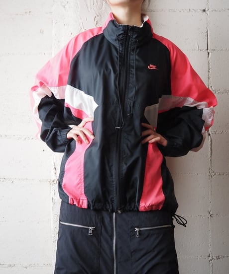 1990's NIKE Tricolor Stand Collar Nylon Jacket  BKPIWH