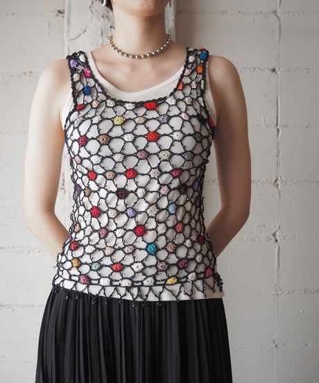Colorful Crochet Sleeveless Tops BK