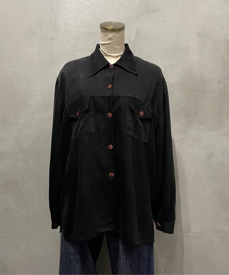 Double Pocket Rayon Shirt BK