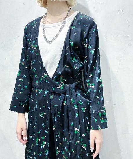GANNI Flower Pattern Wrap Dress BK