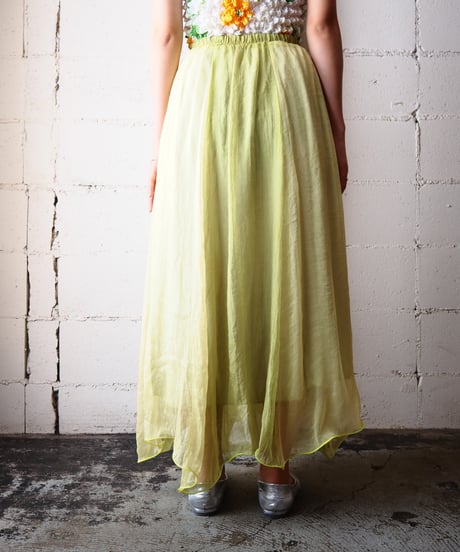 Bicolor Organdy Flared Skirt YGN LGN