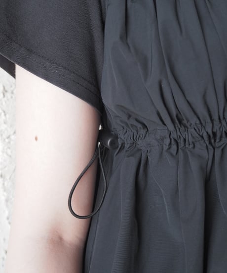 Gather Nylon Docking Tee Dress BK