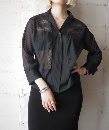 1960's Euro Sheer Lace Shirt BK