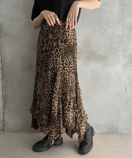 Leopard Pattern Hem Design Skirt BRBK
