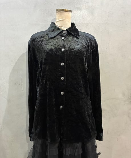 Metal Button Velour Shirt BK