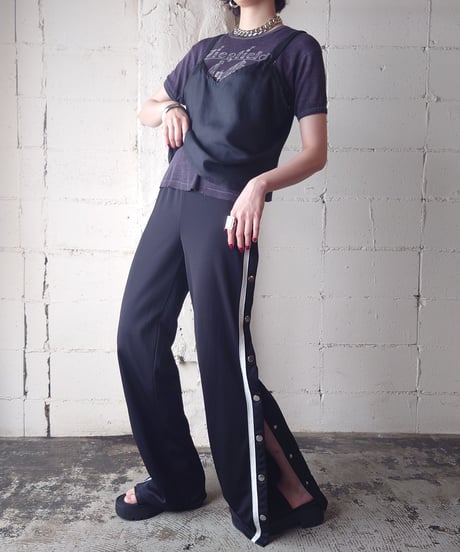 Side Snap Button Track Pants BK