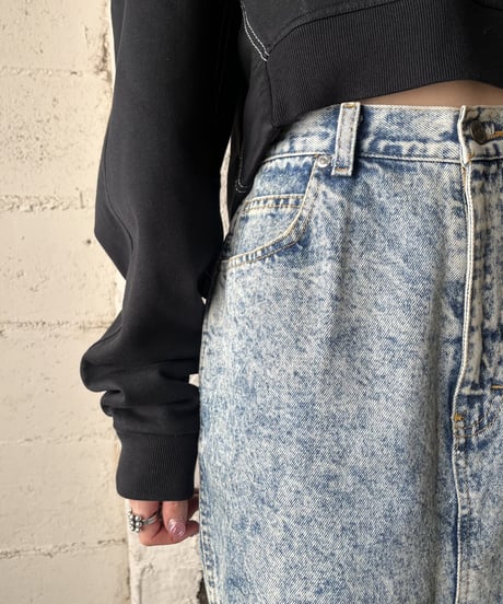 Chemical Wash Denim Tight Skirt BL