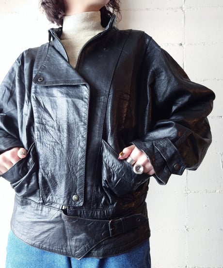 Dolman Sleeve Leather Riders Jacket BK