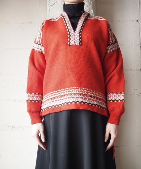 1970's Side Laceup Embroidery Knit RE