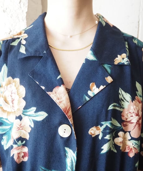 Flower Pattern Open Collar Dress NV