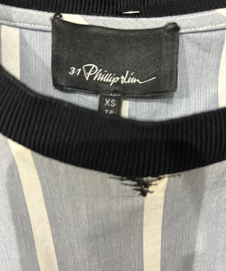 3.1 Phillip Lim Stripe Rib Collar Tee LBL WH
